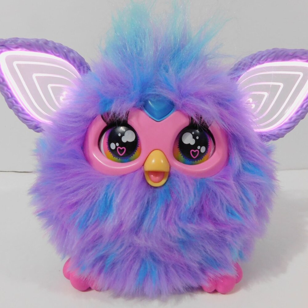 2023 Furby Purple Plush Tie Dye Interactive Voice activated Toy Glowing Ears - Picture 5 of 7